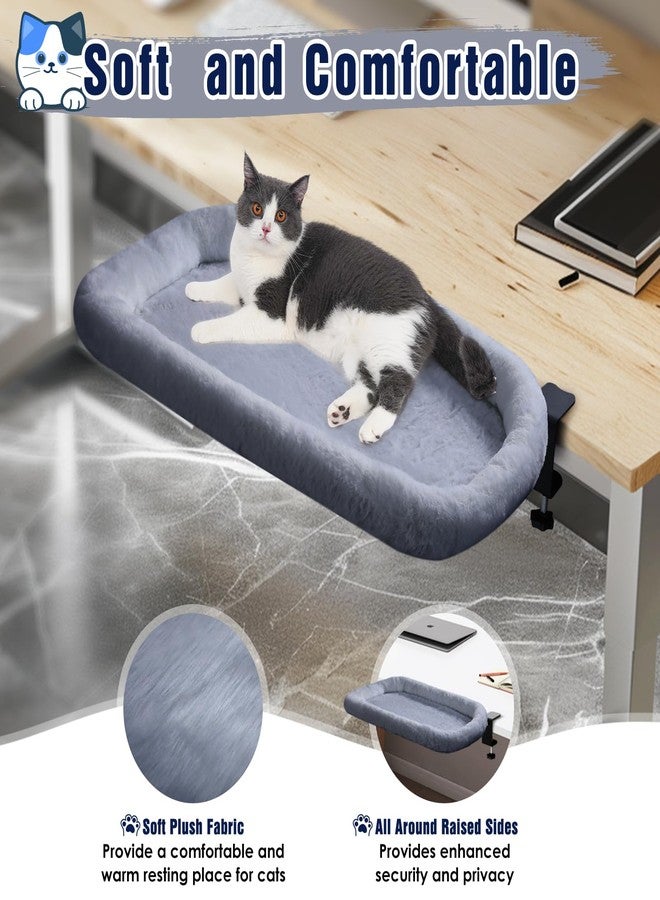 IPOW Heavy Duty Steel Frame Supports up to 50lbs Cat Desk Bed Space-Saving 90°Foldable with Soft Ultra-Plush Faux Fur for Small Medium Large Cats - Image 3